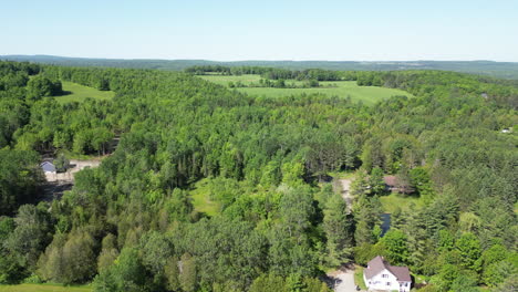 landscape drone shot in estrie quebec canada