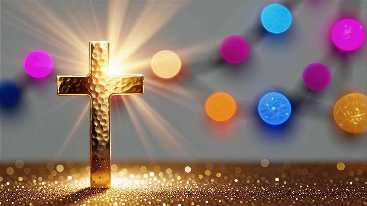 Cruz Cristiana con Luz Celestial, Fondo para Adoración.