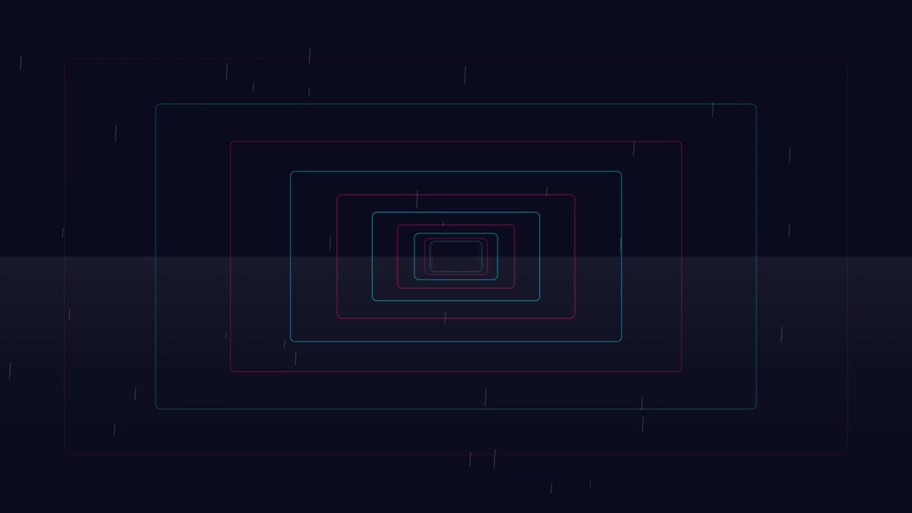 Abstract Tunnel of Glowing Neon Rectangles