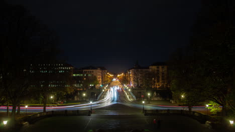 Munich-Night-Traffic-Timelapse-Aerial