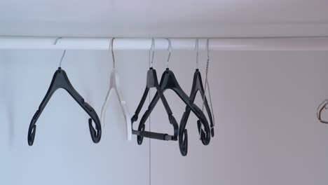 empty wardrobe with various hangers