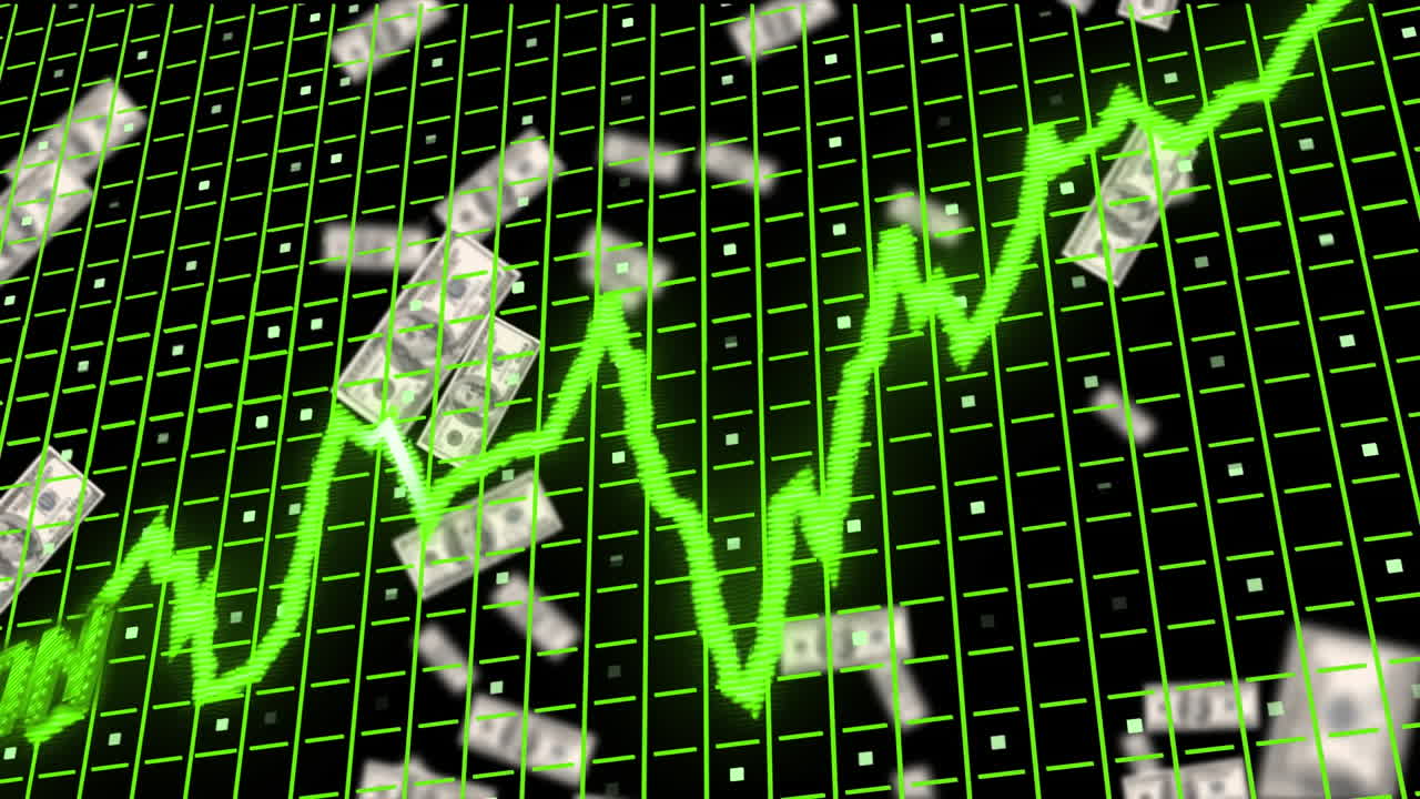 데이터 처리 및 은행권에 대한 슬램플레이션 텍스트의 애니메이션