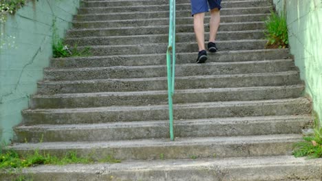 young climbing stairs