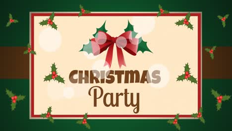 Animation-of-christmas-party-text-over-christmas-decorations