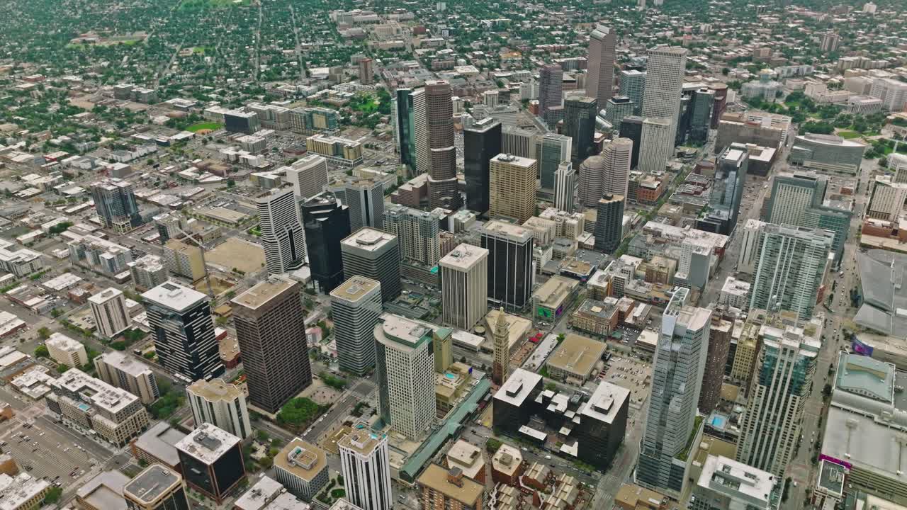 Aerial panorama of Denver, Colorado. View includes downtown area