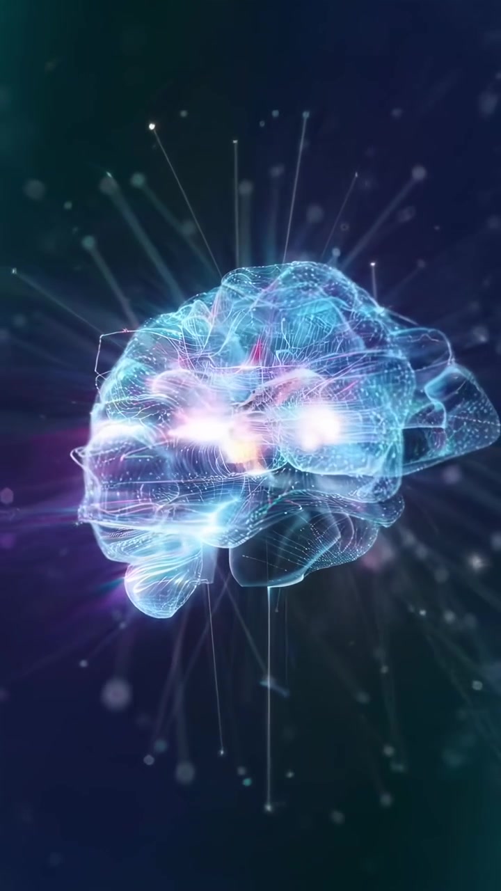 Cervello digitale con connessioni neurali luminose e flusso di dati