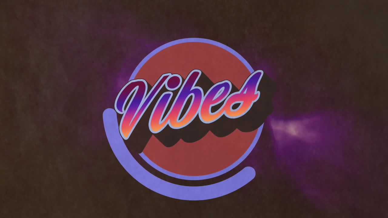 animación digital del texto de saludo con efecto de sombra de arco iris contra un fondo radial gris