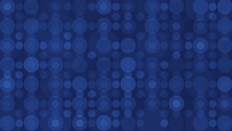 loopable animated background of circular dots in shades of blue that blink and pulse with changing opacity across the screen, rhythmic flashing creates a dynamic, twinkling effect