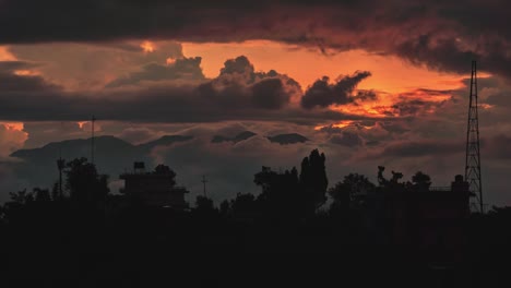 sunset with magnificent clouds shot in remote nepal.