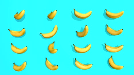 colorful pattern with banana fruits 3d elements, 4k loopableless loop isolated, perfect for digital composition