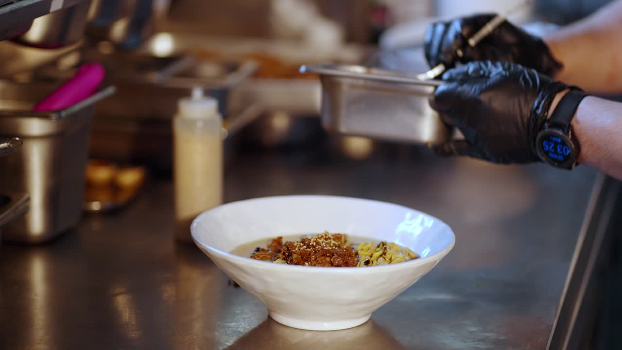 Chef preparing traditional authentic ramen
