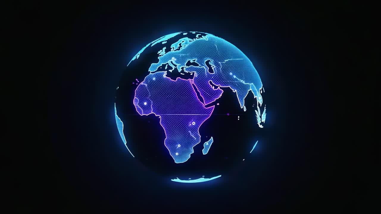 Digital Glowing Earth Globe Network