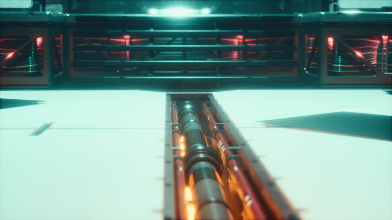 우주선에 있는 공상과학 금속 채널