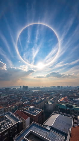 cityscape with a halo