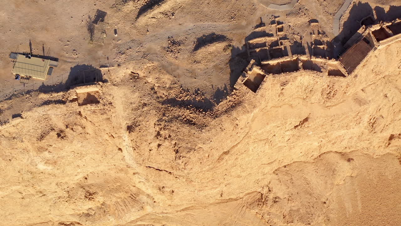 Masada wall a sunrise Top Down View