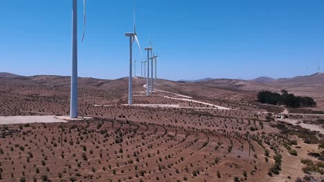 ascending sideview of eoilic turbines