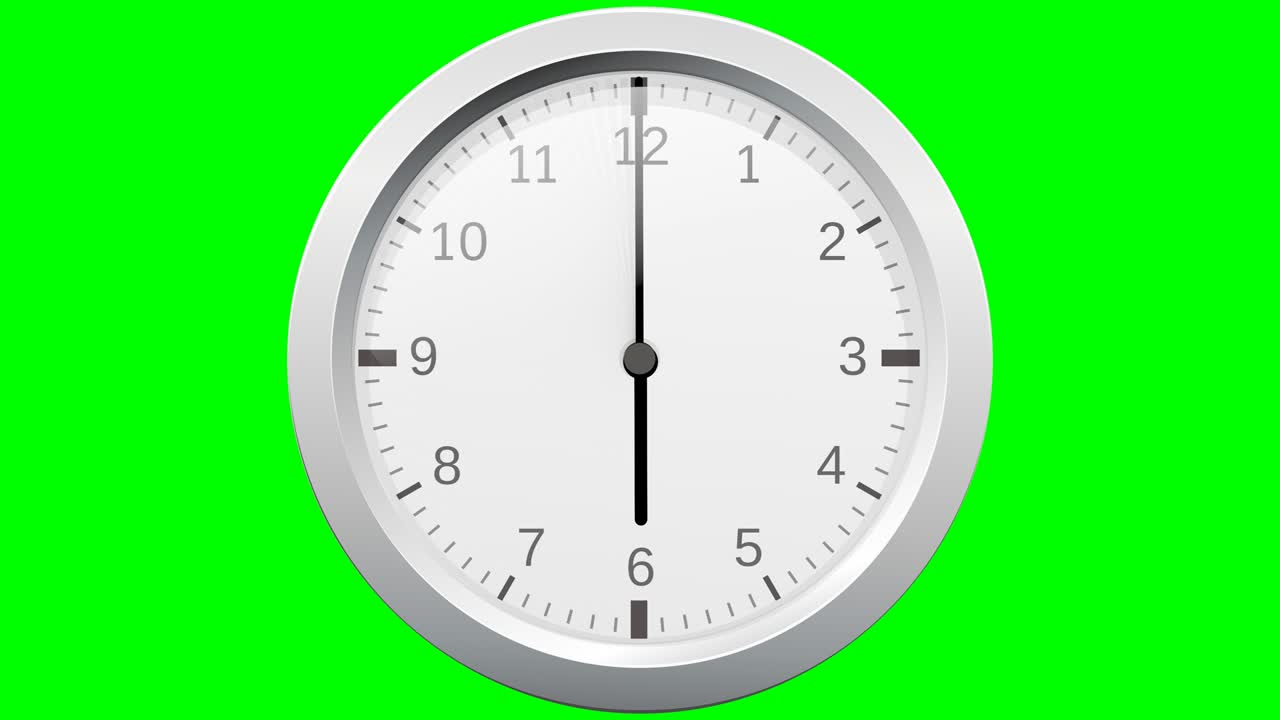 Animated loop of a silver clock face on green background
