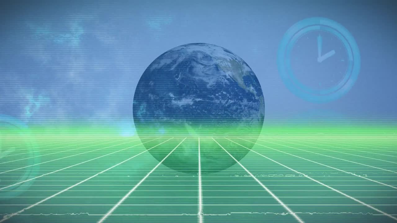 시계 오버 모양으로 지구의 애니메이션