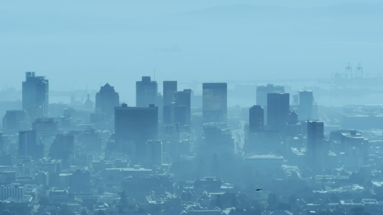 도시 풍경 위에서 움직이는 모양의 애니메이션