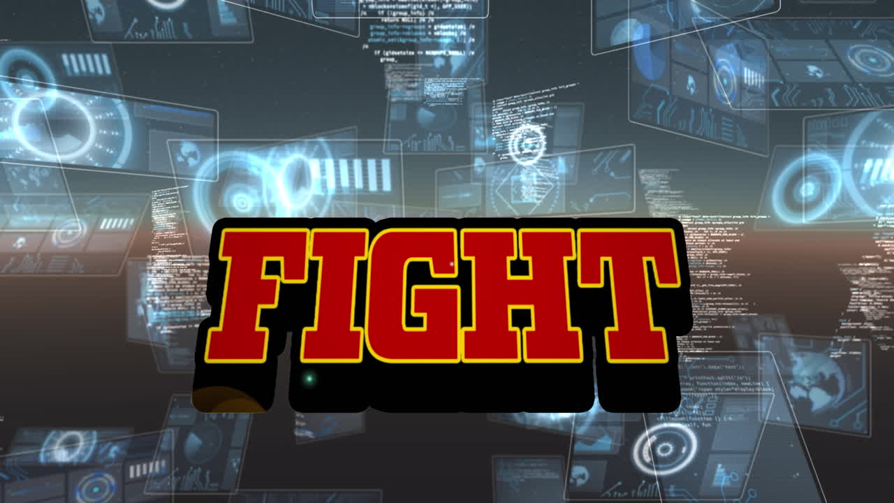 범위 스캐닝과 데이터 처리의 싸움 텍스트의 애니메이션