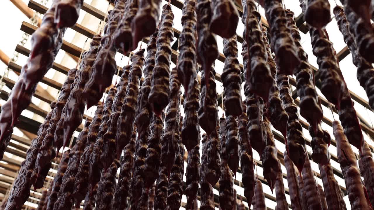 Traditional Georgian Churchkhela Hanging to Dry