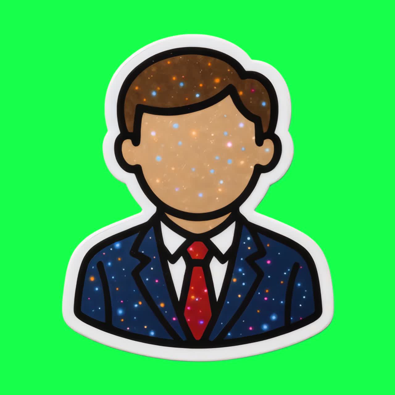 Animazione adesivo avatar aziendale cosmico, video 4K trasparente, green screen