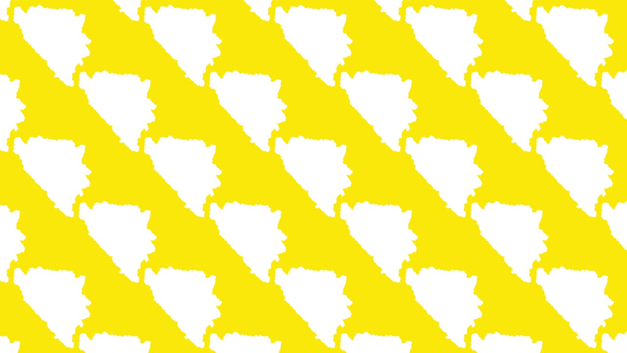 보스니아 헤르체고비나 국가 지도: 노란색 배경의 실루 패턴, 원활한 애니메이션, 간단한 지리적 모션 그래픽