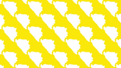 bosnia and herzegovina country map silhouettes pattern on a yellow background seamless animation. simple geographic motion graphics.