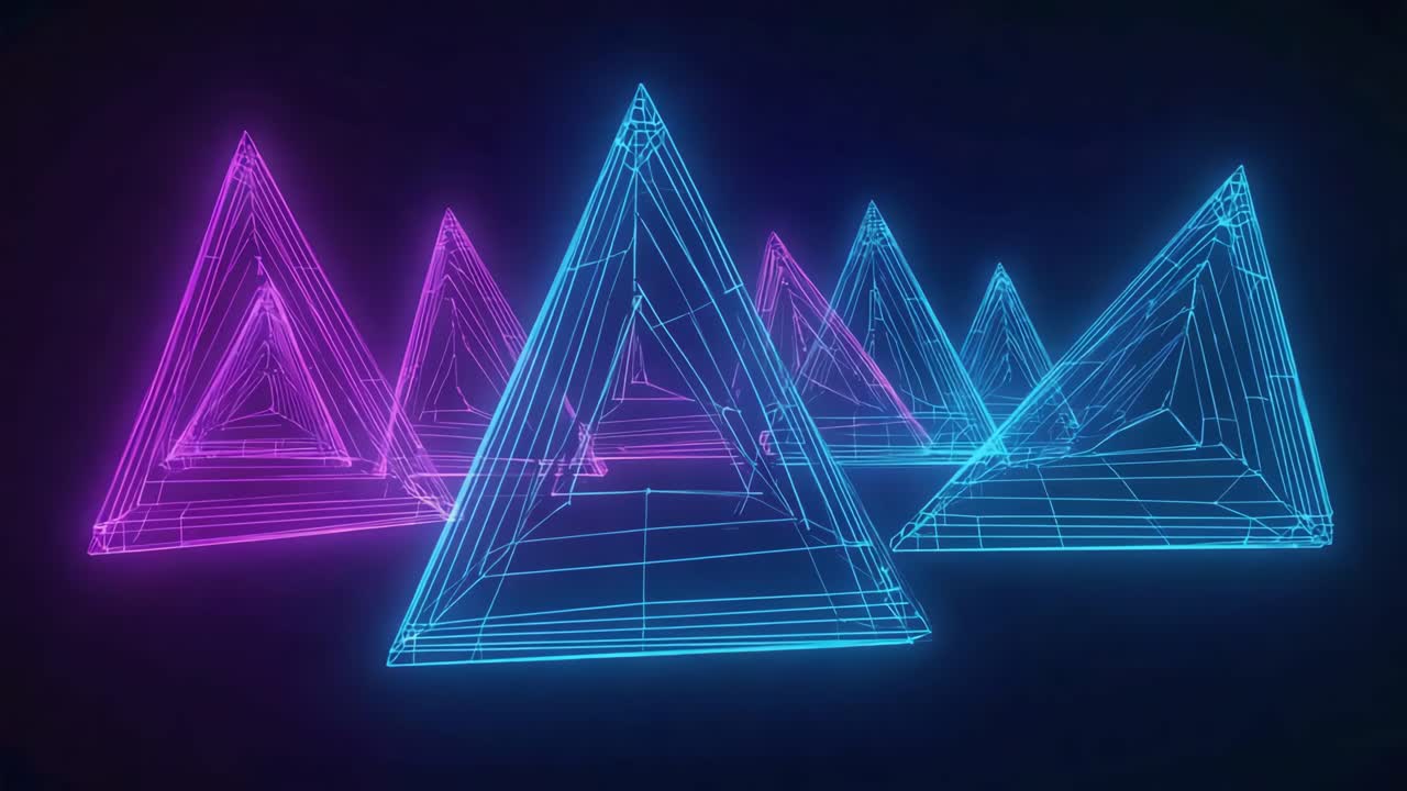 Neon Wireframe Pyramids