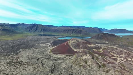 crater at berserkjahraun lava field in west iceland - aerial drone shot