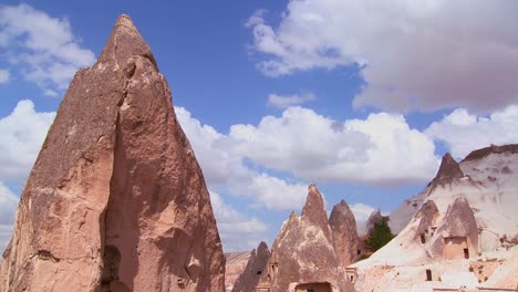 beautiful time lapse clouds over the rock formations at cappadocia turkey