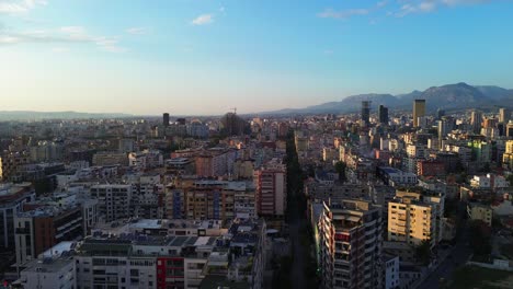 tirana albania capital city aerial drone residential builds view clear skyline