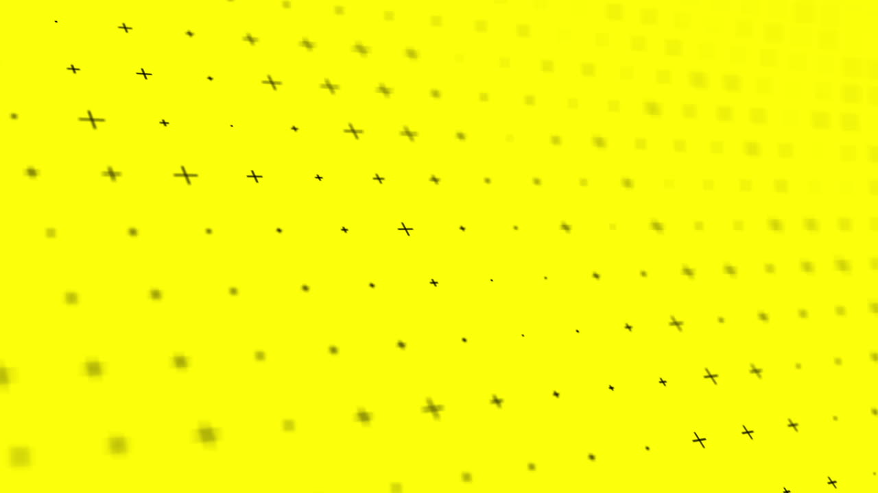 fondo amarillo con estrellas cruzadas negras y poca profundidad de campo, bucle
