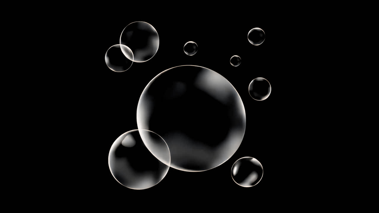 Soap bubbles animated overlay, transparent 4K video, alpha channel, ProRes 4444