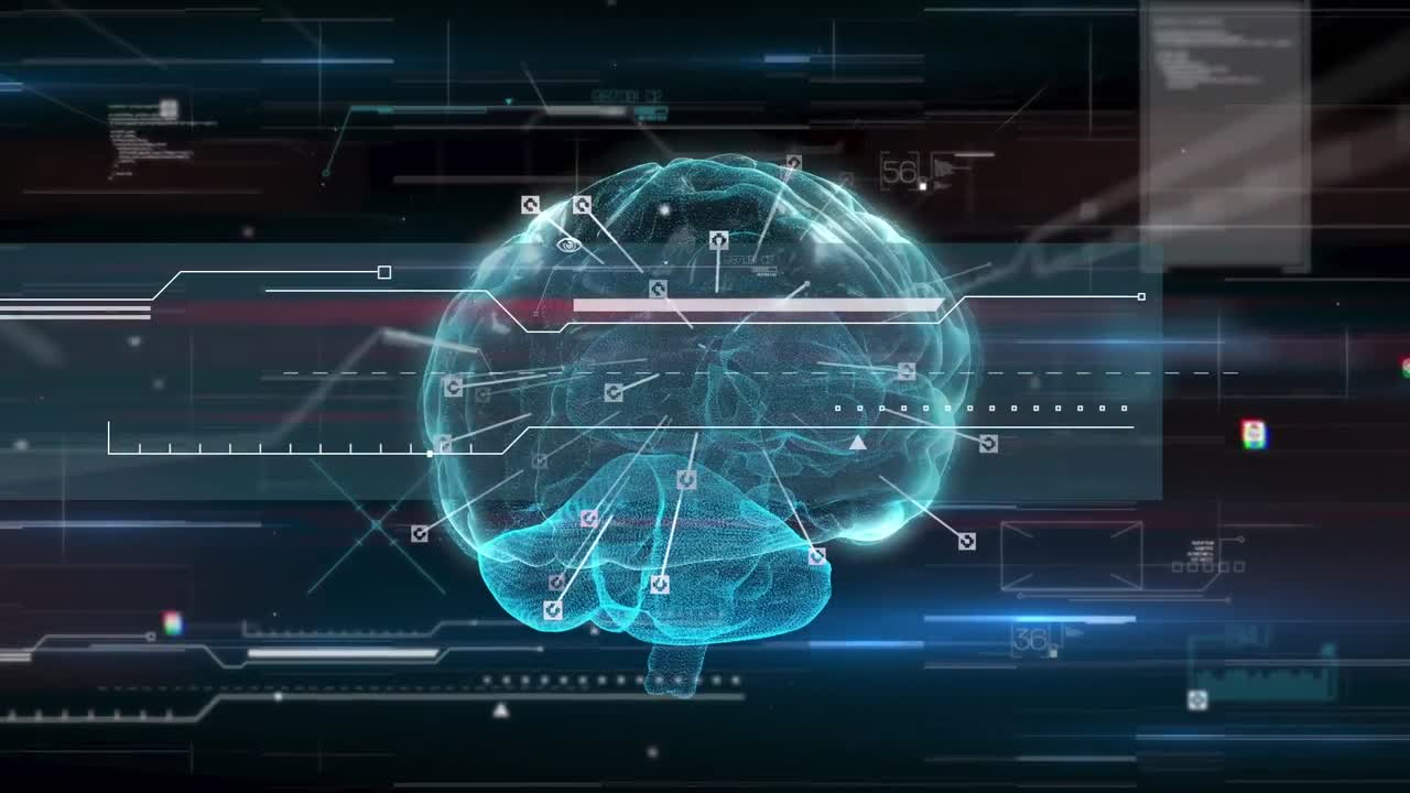 Animation of data processing over digital brain