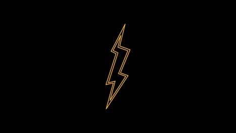 flashing yellow lightning with glitch effect animation. thunder bolt. black background. comic book sign. 4k