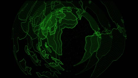 planet earth loopable - 4k abstract digital globe - 3 layers nested - global connections with connection points - futuristic hi-tech planet loop - connected earth - technology network and digital earth 4k - green color