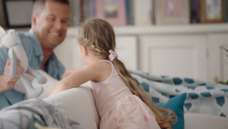 father-and-daughter-playing-with-teddy-bear-toys-at-home-little-girl-having-fun-enjoying-playful-game-with-dad-4k-footage