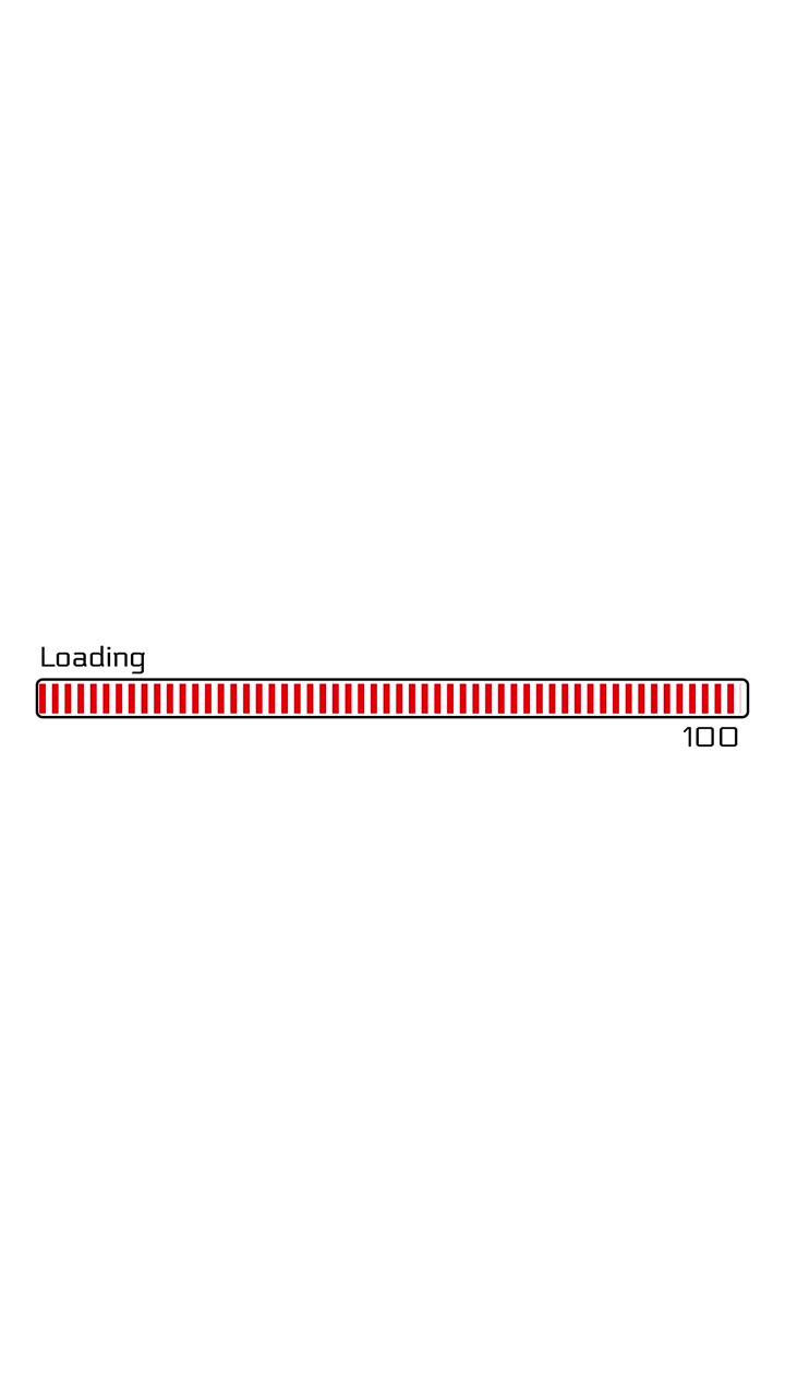 Clean white progress bar red segmented loading blocks thin outline and interface text for software
