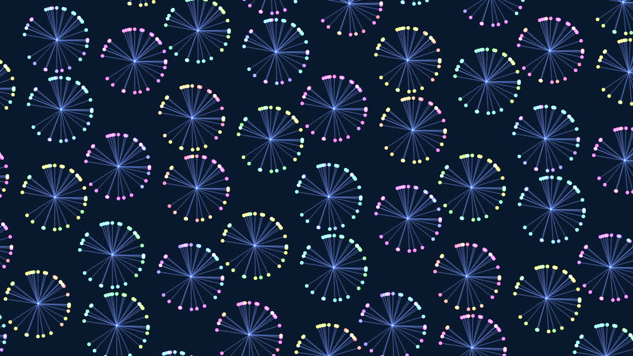 patrón de círculos de fantasía sin costuras con brillos de neón en gradiente negro