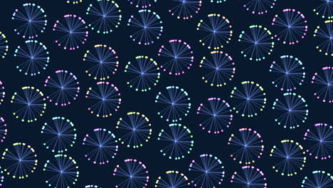 seamless fantasy circles pattern with neon glitters on black gradient