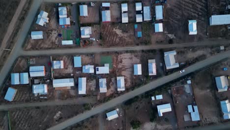 aerial view of country house roofs