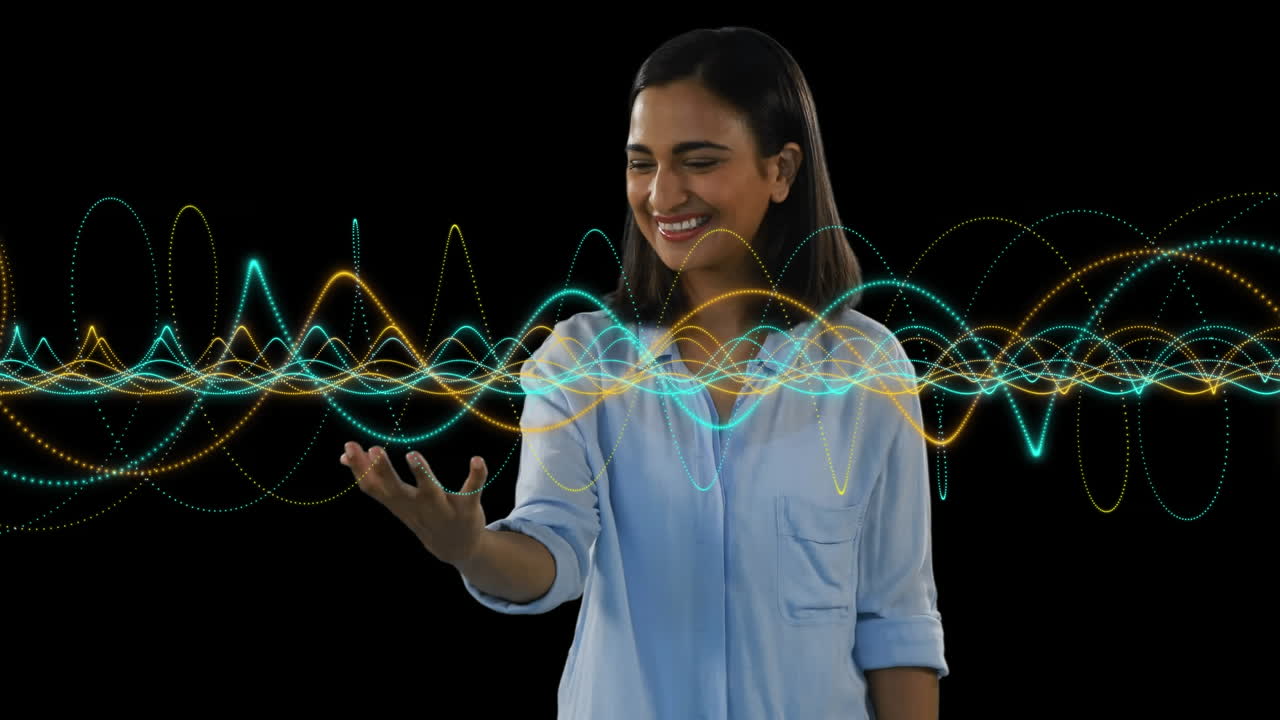 animación del procesamiento de datos sobre la mujer biracial