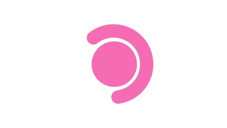 animation rotating pink circle transition on white and black background.