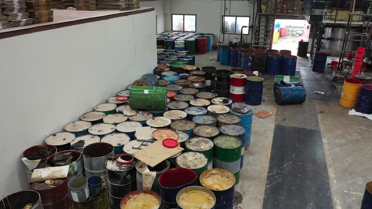 full fill grease barrel in ware house, industry 5.0