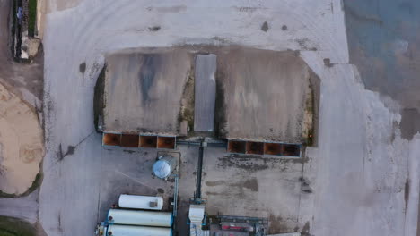 overhead view of asphalt plant and storage piles