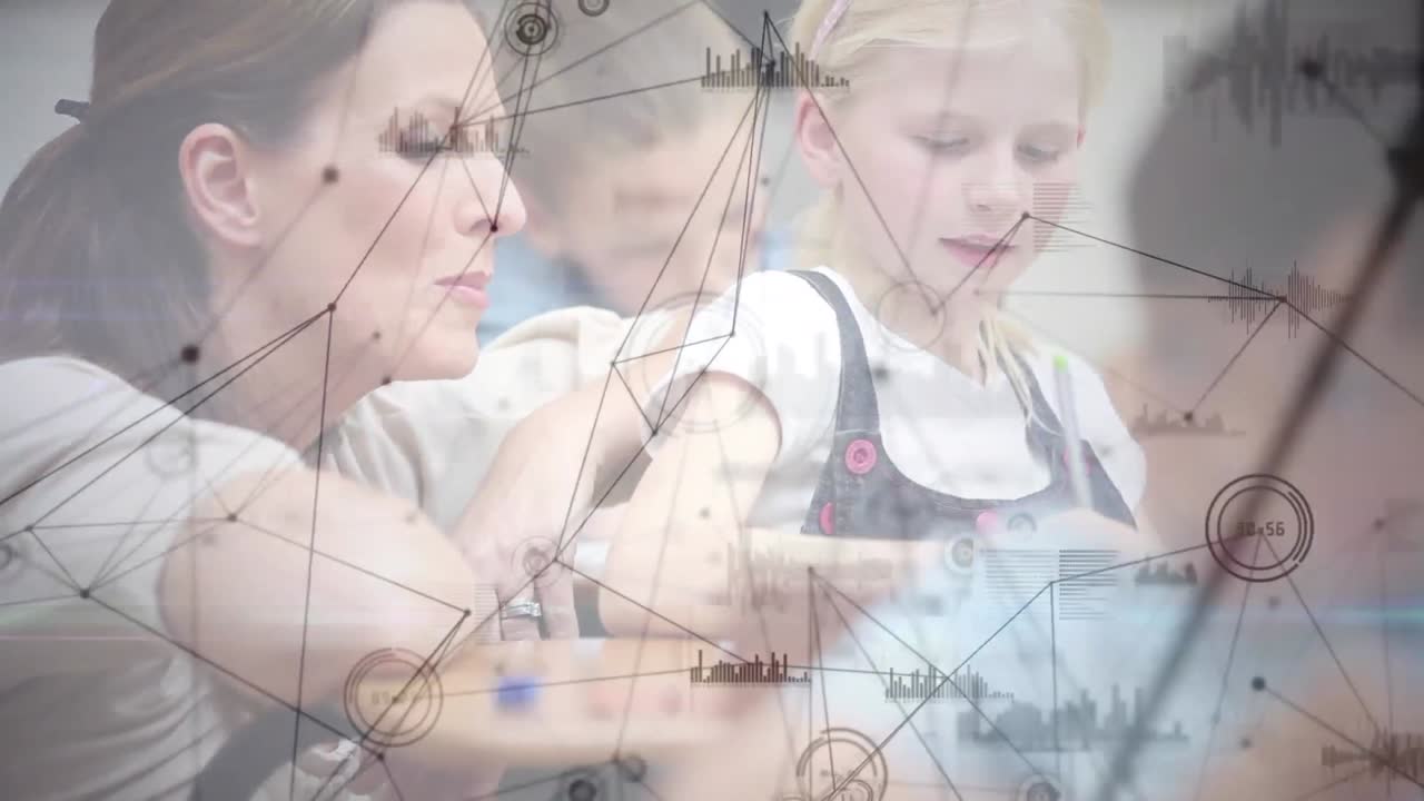 animación de la red de conexiones sobre la escritura de maestras y escolares