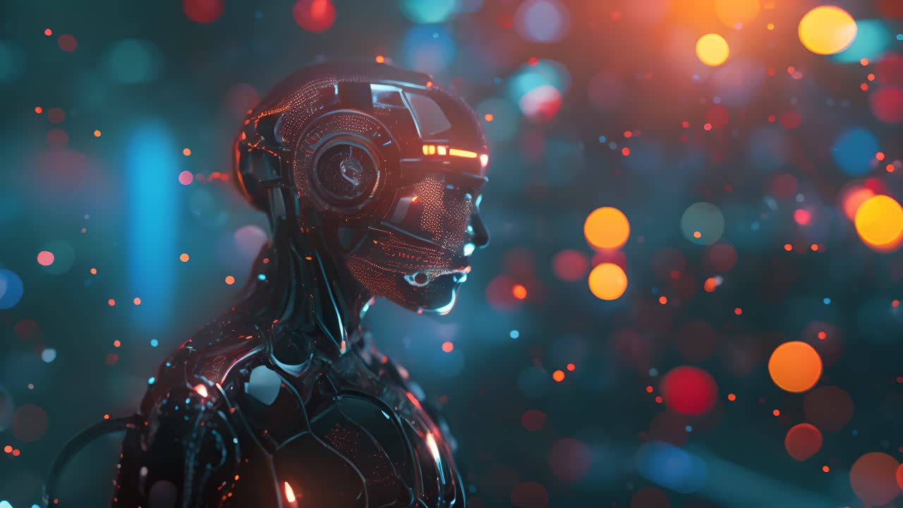 Futuristic Robot Profile | Premium Stock Video Footage