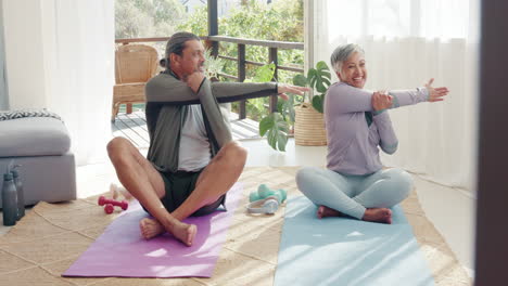 Senior-couple,-yoga-and-home-workout