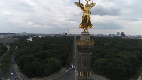berlin drone shot of the siegessäule with skyline
